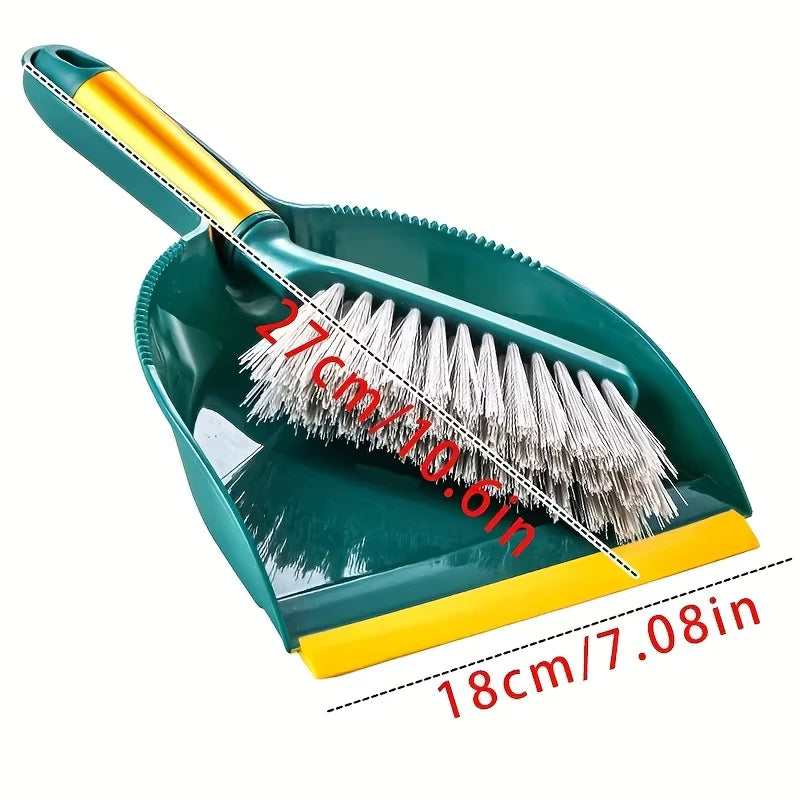 Desktop Mini Broom & Dustpan Set – Compact Household Shovel & Brush – Durable Plastic Cleaning Tool for Keyboards, Cars, and Small Messes (Green/White)