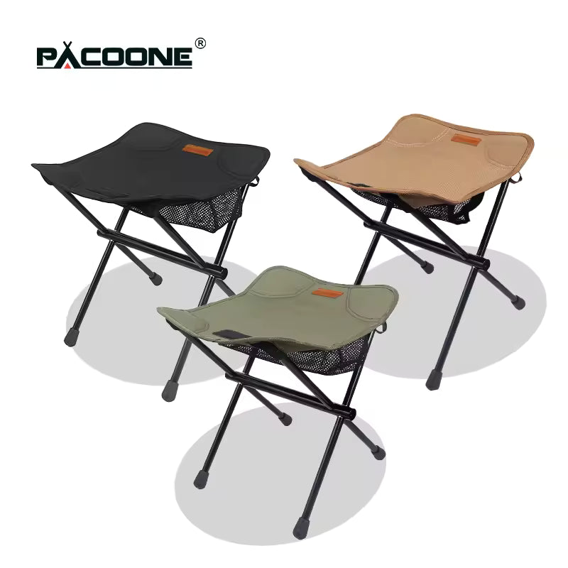 Portable Folding Camping Stool – Ultralight Aluminum Alloy Mini Chair with Storage Pocket, Lightweight Fishing, Hiking, Picnic & Outdoor Seat