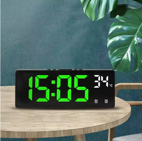 Digital Alarm Clock – Temperature Display, Dual Alarm, Snooze, Night Mode, 12/24H LED Desk Clock