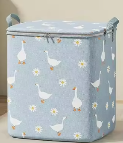 Large Foldable Storage Bag with Zipper & Reinforced Handles – Waterproof Clothes, Blanket & Quilt Organizer Box