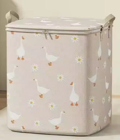 Large Foldable Storage Bag with Zipper & Reinforced Handles – Waterproof Clothes, Blanket & Quilt Organizer Box