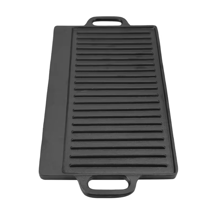Cast Iron Grill Pan with Handles – Reversible Griddle Plate for BBQ, Steak, Burgers & Indoor Outdoor Cooking