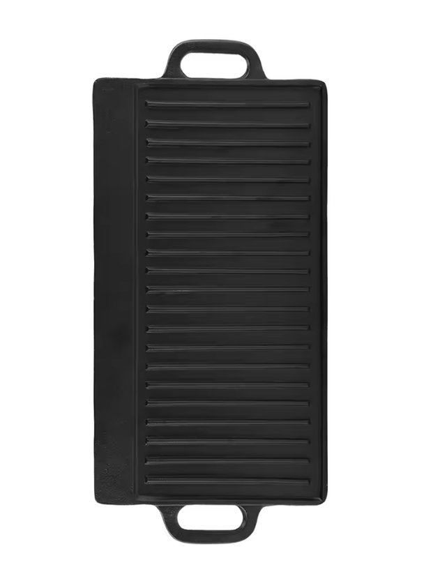 Cast Iron Grill Pan with Handles – Reversible Griddle Plate for BBQ, Steak, Burgers & Indoor Outdoor Cooking