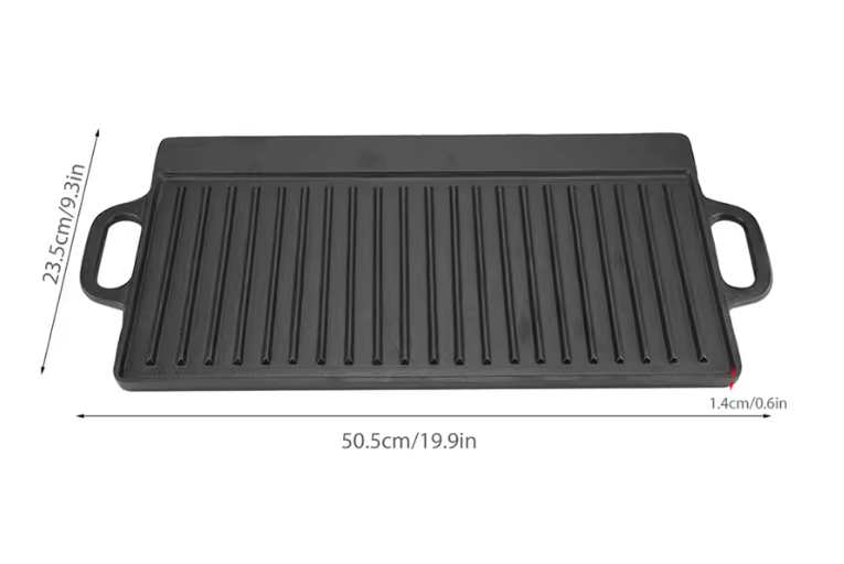 Cast Iron Grill Pan with Handles – Reversible Griddle Plate for BBQ, Steak, Burgers & Indoor Outdoor Cooking