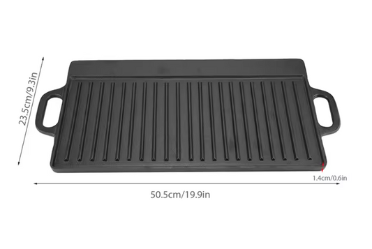 Cast Iron Grill Pan with Handles – Reversible Griddle Plate for BBQ, Steak, Burgers & Indoor Outdoor Cooking