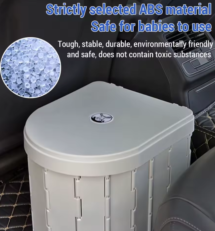 Portable Folding Camping Toilet – Collapsible Outdoor Travel Toilet for Adults & Kids, Odor-Resistant, Non-Slip Car Toilet with Lid