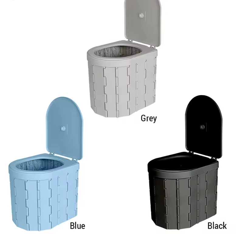 Portable Folding Camping Toilet – Collapsible Outdoor Travel Toilet for Adults & Kids, Odor-Resistant, Non-Slip Car Toilet with Lid