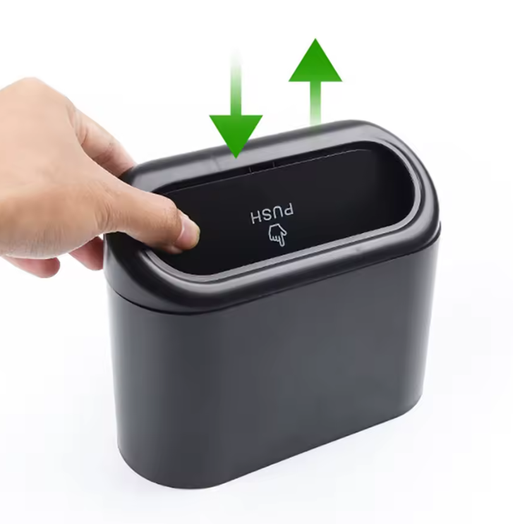 Mini Car Trash Can with Lid – Leakproof Portable Garbage Bin for Car, Office & Home, Compact Vehicle Storage Organizer