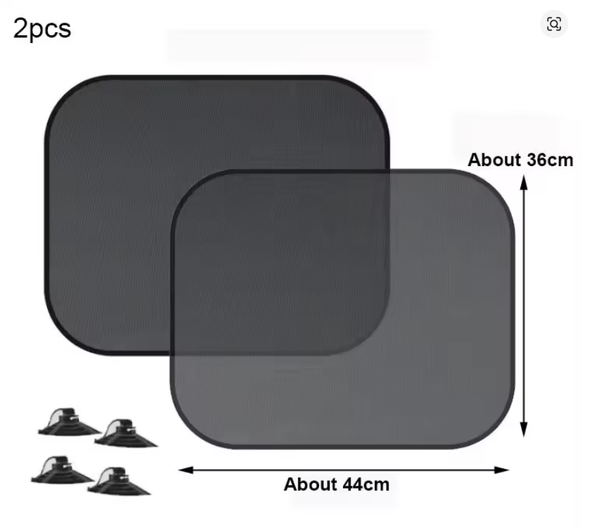 2-Pack Car Window Sun Shades – Universal UV Protection Mesh Sunshade with Suction Cups for Front & Rear Side Windows