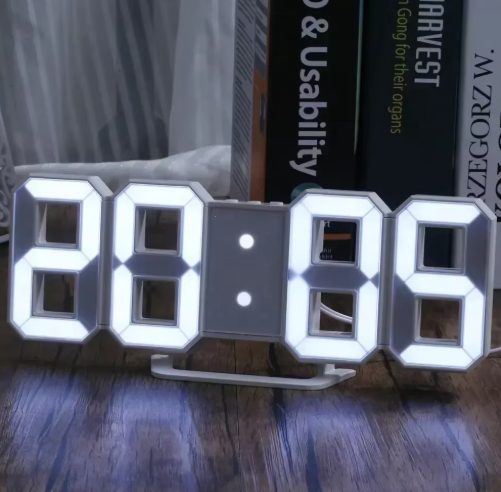3D LED Digital Alarm Clock with Wall & Desk Display – Time, Date & Temperature Display, Modern Electronic Clock for Bedroom, Living Room, Office & Kitchen