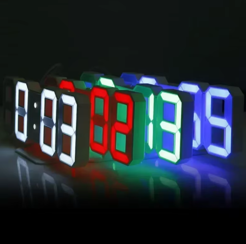 3D LED Digital Alarm Clock with Wall & Desk Display – Time, Date & Temperature Display, Modern Electronic Clock for Bedroom, Living Room, Office & Kitchen