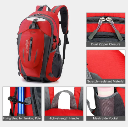 40L Waterproof Hiking Backpack – Lightweight Travel Daypack with Chest Strap, Rip-Stop Nylon Camping & Trekking Backpack for Men & Women