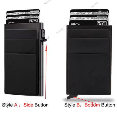 RFID Blocking Pop-Up Card Holder Wallet – Slim Minimalist Aluminum Credit Card Wallet with Front Pocket for Men & Women