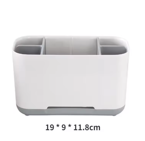 Bathroom Toothbrush & Toothpaste Holder Organizer – Multi-Compartment Plastic Storage Rack for Electric Toothbrushes, Toothpaste & Bathroom Accessories