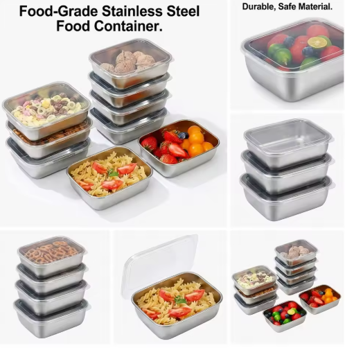 1 Piece Stainless Steel Food Storage Container Set – Stackable Airtight Meal Prep Containers with Leak-Proof Lids for Kitchen, Refrigerator & Travel