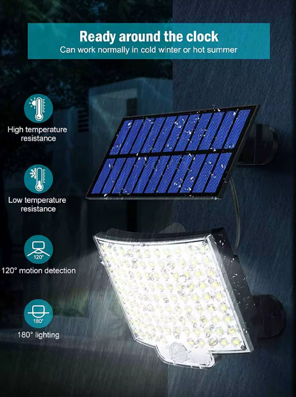 106 LED Solar Motion Sensor Light – Waterproof Outdoor Solar Floodlight with Remote Control, 3 Lighting Modes for Garden, Garage, Patio & Security