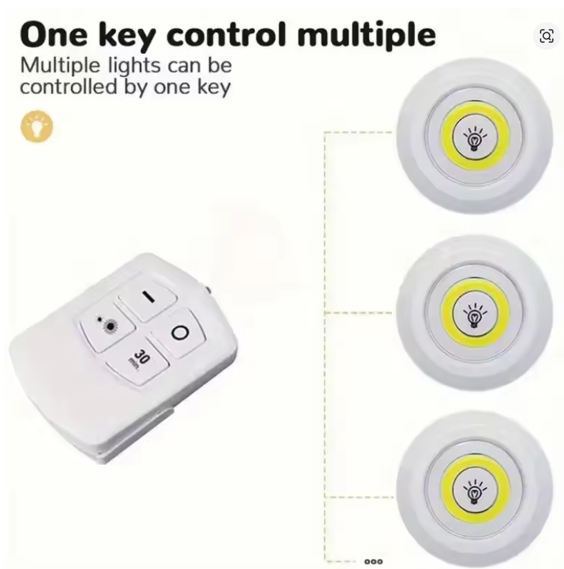 Dimmable Wireless LED Under Cabinet Light with Remote Control | Battery Operated Closet, Wardrobe, Kitchen & Bathroom Night Light (1-Pack / 3-Pack)