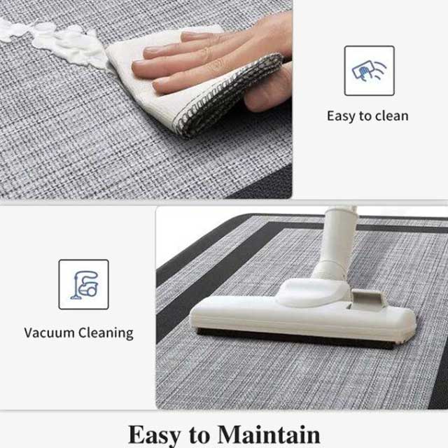 8mm Thickness Anti-Fatigue PVC Gray & Black Waterproof Floor Kitchen Mat Set (120x45cm + 75x45cm) – Comfort & Slip-Resistant Mats for Home & Office