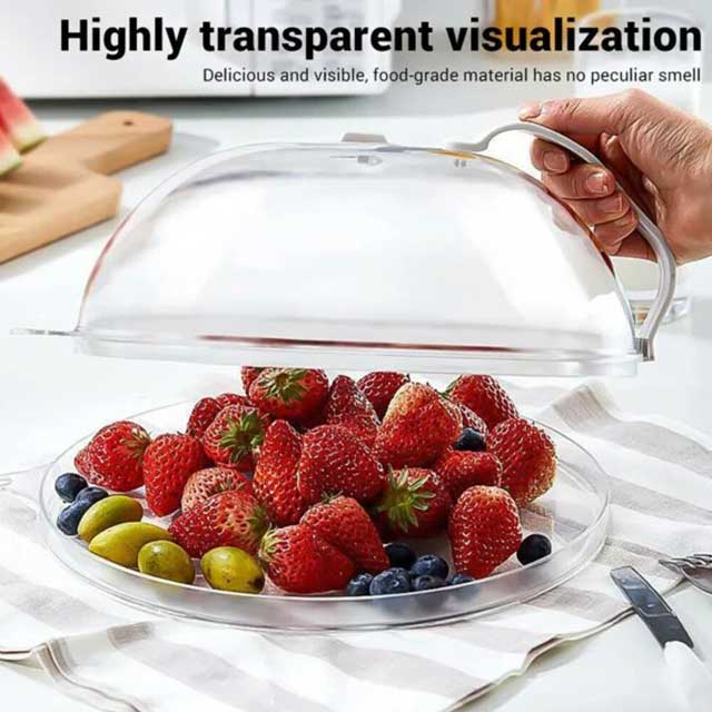 Transparent Microwave Plate Cover Guard Lid with Handle – Food Splash Protection, BPA-Free, Dishwasher Safe