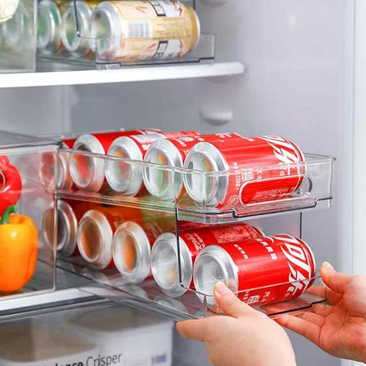 Transparent Rolling Fridge Organizer Storage Box – Clear, Adjustable Storage Solution for Kitchen & Refrigerator