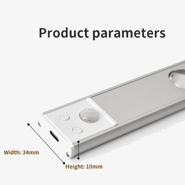 60/80/100CM Ultra Thin Nightlight Lamp – PIR Motion Sensor LED Cabinet Lighting, USB Rechargeable for Kitchen & Cabinets