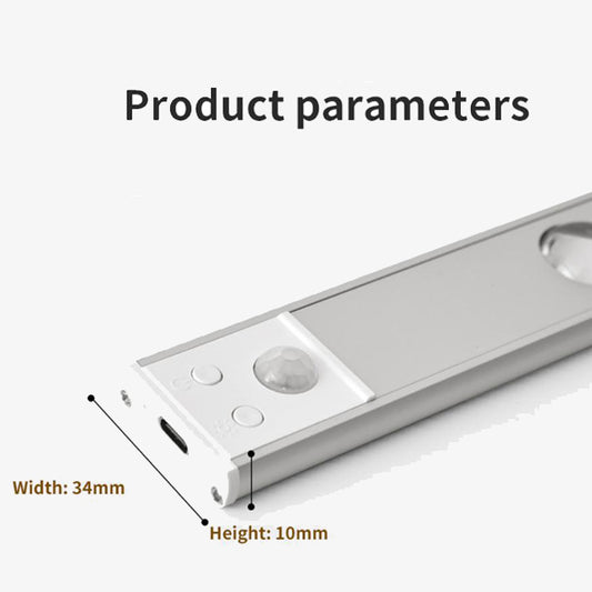 60/80/100CM Ultra Thin Nightlight Lamp – PIR Motion Sensor LED Cabinet Lighting, USB Rechargeable for Kitchen & Cabinets