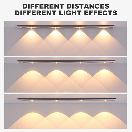 60/80/100CM Ultra Thin Nightlight Lamp – PIR Motion Sensor LED Cabinet Lighting, USB Rechargeable for Kitchen & Cabinets