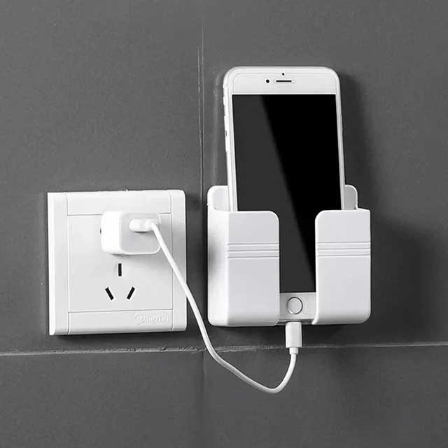 Wall-Mounted Phone Charging Case Holder – Convenient, Space-Saving Storage for Phones & Charging Cables
