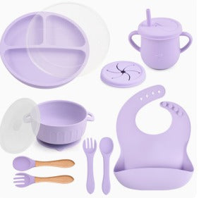 Silicone Baby Feeding Set – BPA-Free Toddler Dinnerware Kit with Suction Plate, Bowl, Bib, Sippy Cup & Utensils for Self Feeding