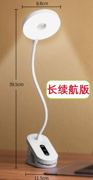 Rechargeable LED Clip-On Desk Lamp – Flexible Gooseneck Reading Light with Touch Dimming, Eye-Caring Ring Light & Portable Clamp Lamp
