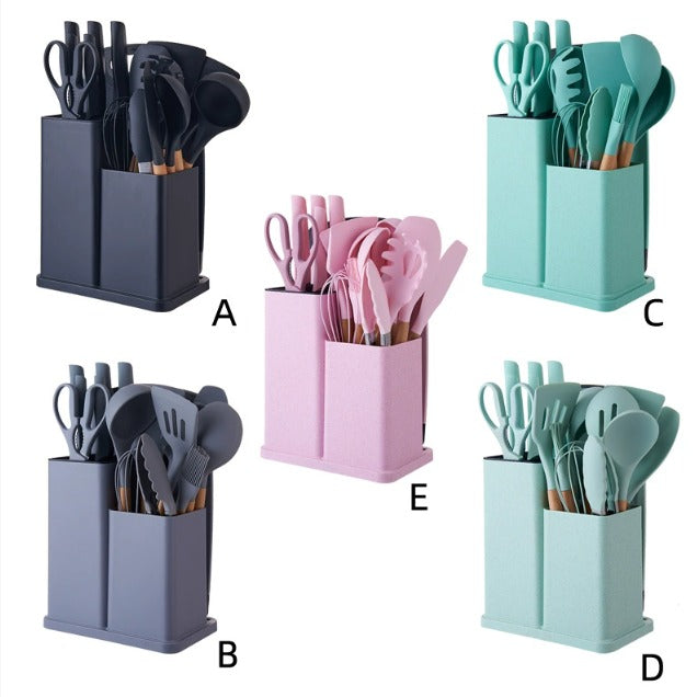 19-Piece Silicone Kitchen Utensil Set – LFGB & FDA Certified Non-Stick Heat-Resistant Cooking & Baking Tools with Holder