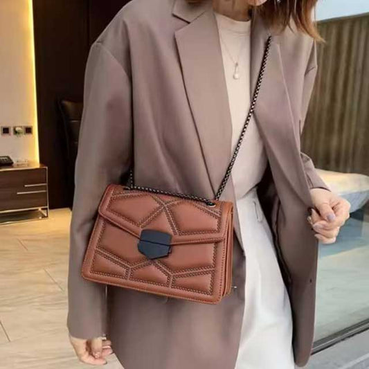 Women’s PU Leather Rivet Chain Shoulder Bag – Stylish and Durable Designer Handbag