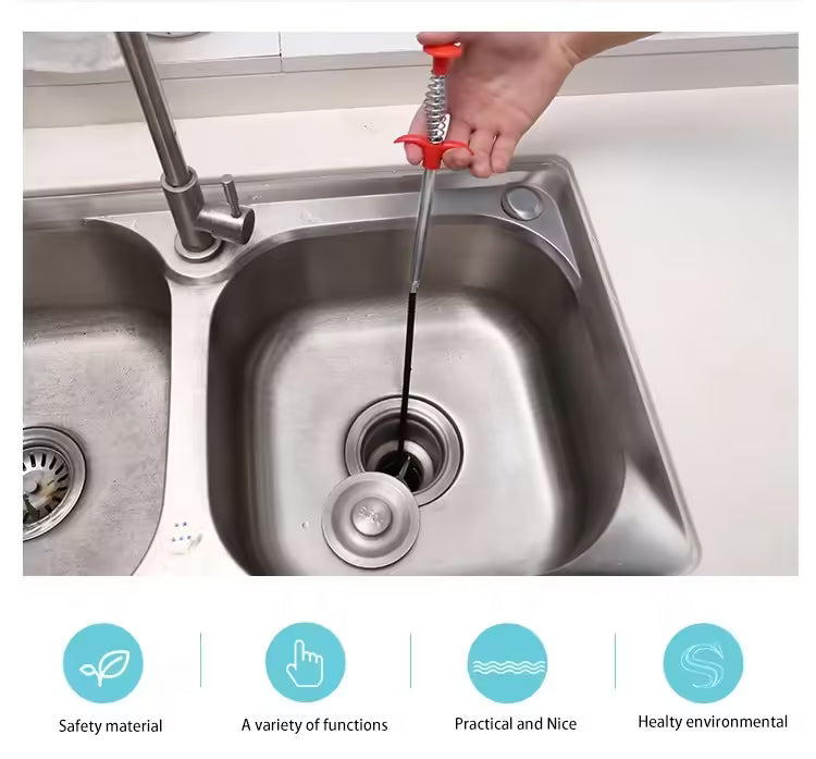 Sewer Pipe Clog Spring Pipe Dredging Claw Kitchen & Bathroom Drain Cleaning Tool for Food Scrap Removal & Clog Prevention