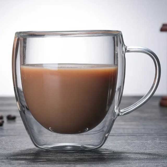 Double Layer Glass Cup with Handle – Insulated Coffee, Tea, and Beverage Mug for Hot & Cold Drinks