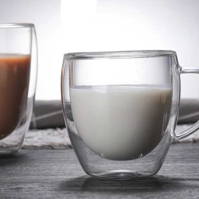 Double Layer Glass Cup with Handle – Insulated Coffee, Tea, and Beverage Mug for Hot & Cold Drinks
