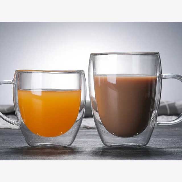 Double Layer Glass Cup with Handle – Insulated Coffee, Tea, and Beverage Mug for Hot & Cold Drinks