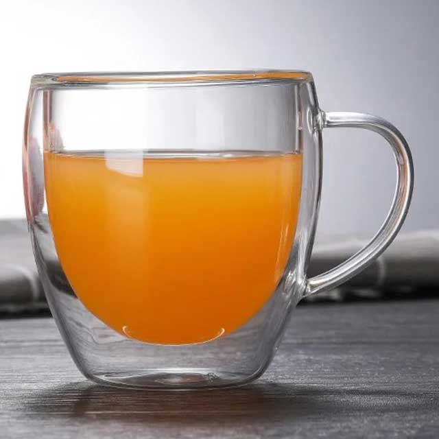 Double Layer Glass Cup with Handle – Insulated Coffee, Tea, and Beverage Mug for Hot & Cold Drinks