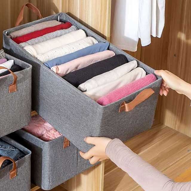 Grey Foldable Storage Bag with Handle – Durable, Space-Saving Organizing Solution for Home & Closet