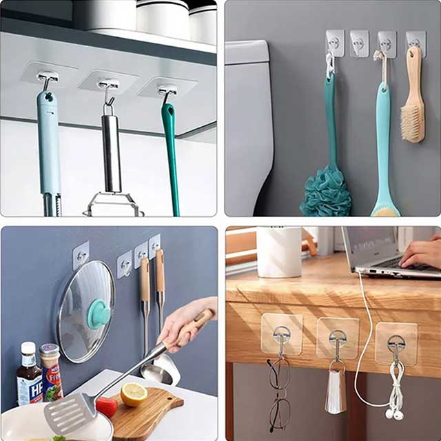 Heavy-Duty Screw Transparent Wall Hook Hanger for Home & Office Organization