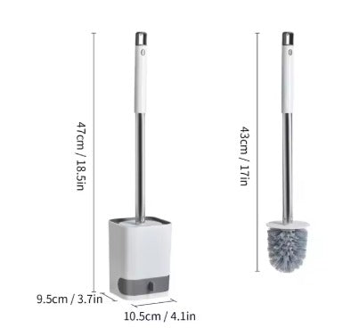 Long Handle Toilet Brush – Wall-Mounted Punch-Free WC Cleaner – Self-Draining Base & Ergonomic Plastic Scrub Brush for Bathroom Hygiene