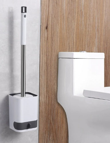 Long Handle Toilet Brush – Wall-Mounted Punch-Free WC Cleaner – Self-Draining Base & Ergonomic Plastic Scrub Brush for Bathroom Hygiene