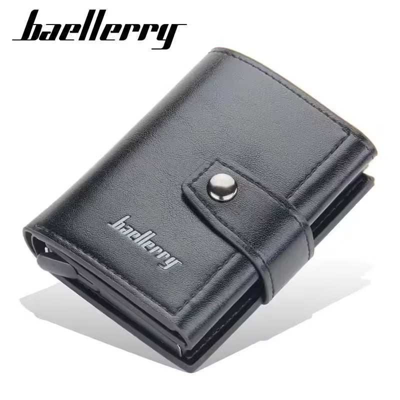 RFID Men’s Card Wallet – Slim PU Leather Mini Wallet with Hasp | High Quality Small Card Holder & Short Male Purses
