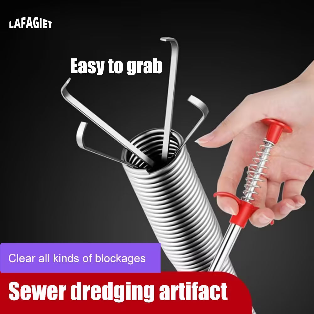 Sewer Pipe Clog Spring Pipe Dredging Claw Kitchen & Bathroom Drain Cleaning Tool for Food Scrap Removal & Clog Prevention