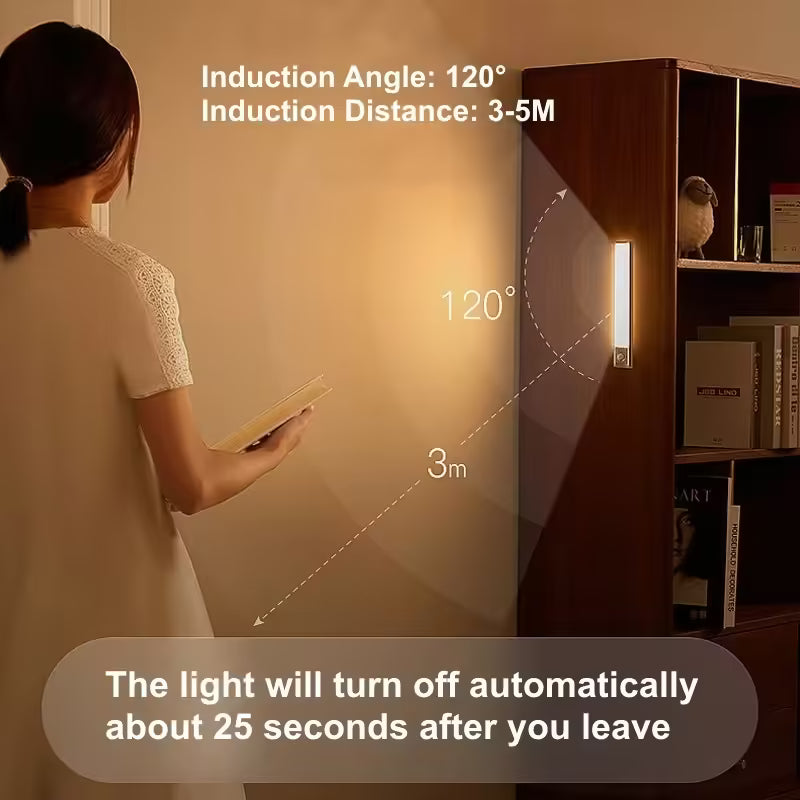 Motion Sensor LED Cabinet Light – USB Rechargeable Wireless Induction Night Light | Portable Detector Lamp for Wardrobe & Hallway