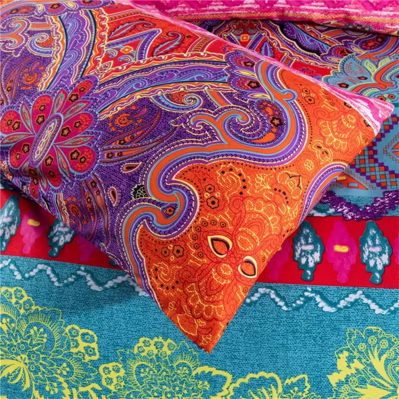 Boho-Style King Size Quilt Cover Set – Elegant European Design with Pillowcases (3 pcs / set)