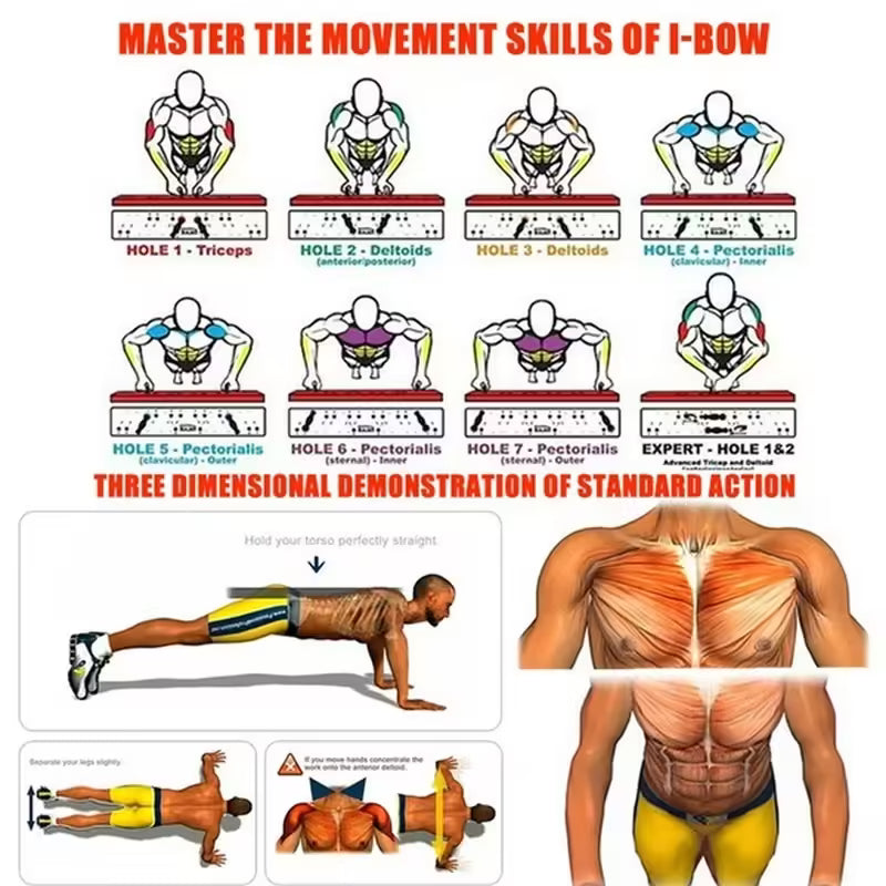 Portable Multifunctional Push-Up Board Set with Handles Foldable Fitness Equipment for Chest, Abdomen, Arms, and Back Training