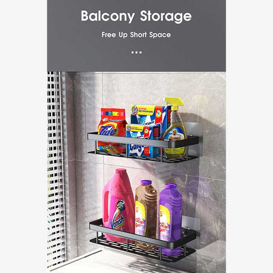 No-Drill Wall Mount Corner Shelf Shower Storage Rack Holder – Easy Install Bathroom Organizer