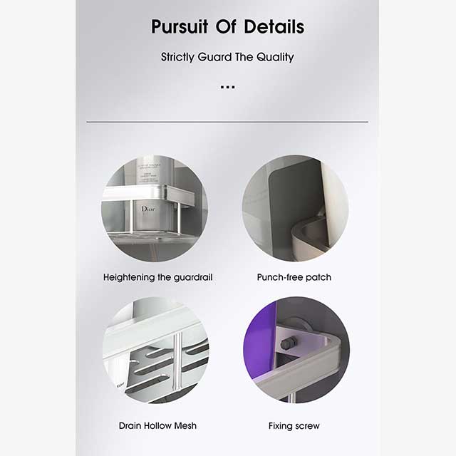 No-Drill Wall Mount Corner Shelf Shower Storage Rack Holder – Easy Install Bathroom Organizer