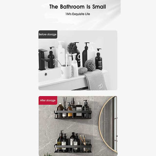 No-Drill Wall Mount Corner Shelf Shower Storage Rack Holder – Easy Install Bathroom Organizer