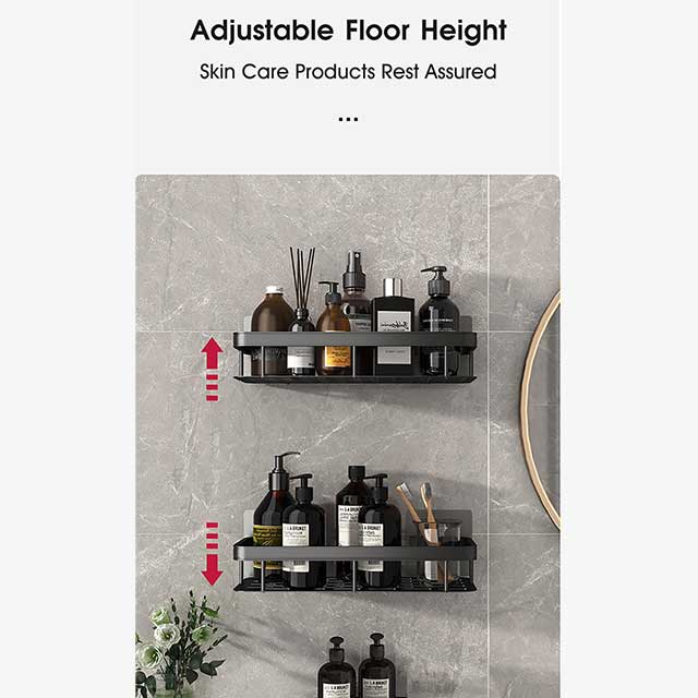 No-Drill Wall Mount Corner Shelf Shower Storage Rack Holder – Easy Install Bathroom Organizer